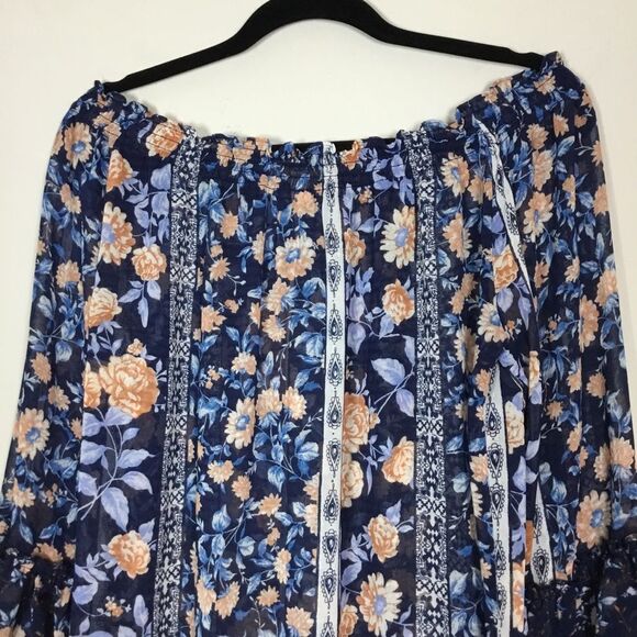 Sheer on off shoulder top ruffle sleeves and hemoversized floaty size M - Picture 5 of 7